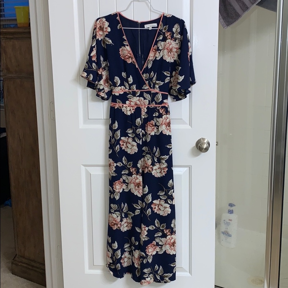 Floral V-Neck  Romper Pants